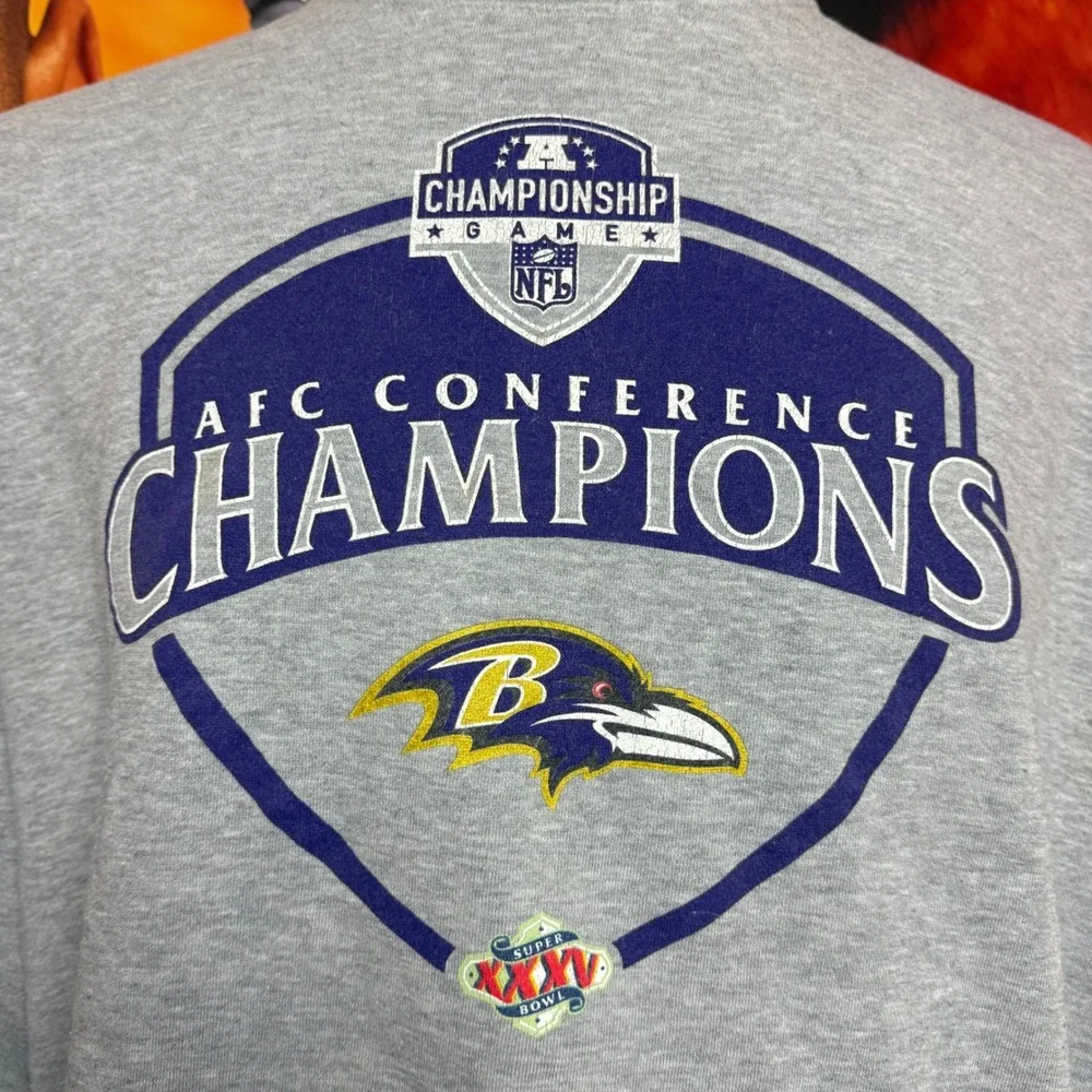 Vintage Nike Baltimore Ravens AFC Champions 2001 Super Bowl 35 Sweatshirt Sz 3XL